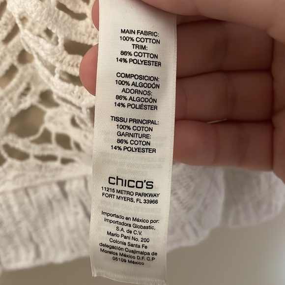 Chico's White Embroidered Open Cardigan Size 2 Large - Picture 6 of 11